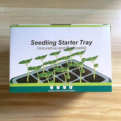 Seed Starter Tray with Plant Light, 2 Pack Grow Lights for Seed Starting Kit with Humidity Domes, Timing Controller Adjustable Brightness for Greenhouse Propagator Station Growing Transparent