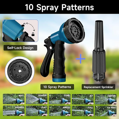 GARDENJOY Retractable Garden Hose Reel, 65 ft x 5/8 inch Heavy Duty Garden Hose with 180°Swivel Wall Mounted Bracket, 10 Pattern Sprayer Nozzle, Any Length Lock & Slow Return System