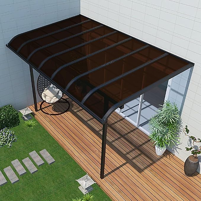 Daylighting Roof Panels Outdoor Sunshade Canopy Panels Greenhouse Panels Not Easy to Deform Easy to Assemble for Outdoor Shed Panels.(Brown,3.3x16.4ft)