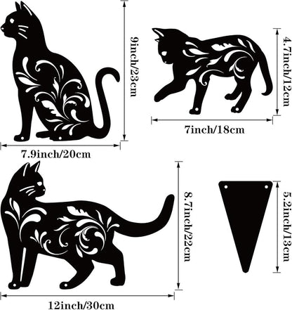 URATOT 3 Pack Metal Cat Garden Statues Black Cat Silhouette Cats Decorative Stakes Garden Outdoor Statues Animal Stakes for Yard Decor and Lawn Ornaments