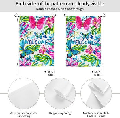 Butterfly Garden Flag Vertical Double Sided Outdoor Yard Flags 12.5x18 Inch Burlap Banners for House Lawn