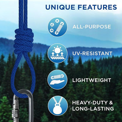 TECEUM Cotton Rope 3/16” (5 mm) – 100 FT – Strong All-Purpose Braided Rope – Natural Cotton – for Crafting, Сamping, Clothes Line, DIY, Indoor & Outdoor Use – Blue