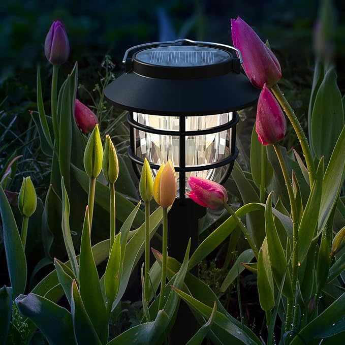 10 Pack Solar Pathway Lights Outdoor - Bright Solar Powered Garden Light with Warm White LED, Auto On/Off Waterproof Path Lights Decorative, Landscape Lighting for Yard Patio Walkway Driveway