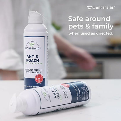 Wondercide - Ant & Roach Aerosol Spray for Kitchen, Home, and Indoor Areas - Ant, Roach, Spider, Flea, Stink Bug Killer with Natural Essential Oils - Pet Safe - 10 oz 2-Pack