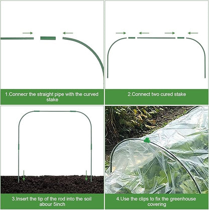 8 Sets 41.3"x31.5" Garden Hoops for Raised Beds, Greenhouse Hoops Grow Tunnel Durable Removable Row Cover Hoops for Garden Netting DIY Kits with 24 Clips