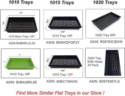 10 Pack 1020 Trays, Extra Thick Heavy Duty Seed Starting Trays - No Holes, No Leak, Reusable Propagation Flats for Microgreens, Seedlings, Plant Germination, Fodder and Transplant