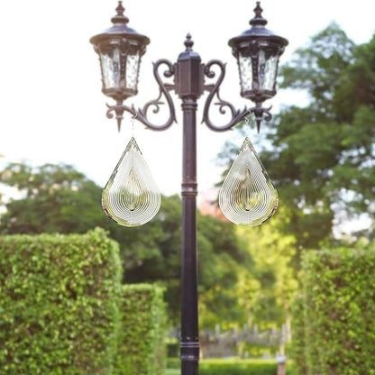 Wind Spinner Flowing-Light Effect Courtyard Decorations Made of Stainless Steel House Hanging Decoration 12“x 8“ Spinners with a 360° Rotating Hook (1 pc Water Drop-Silver)