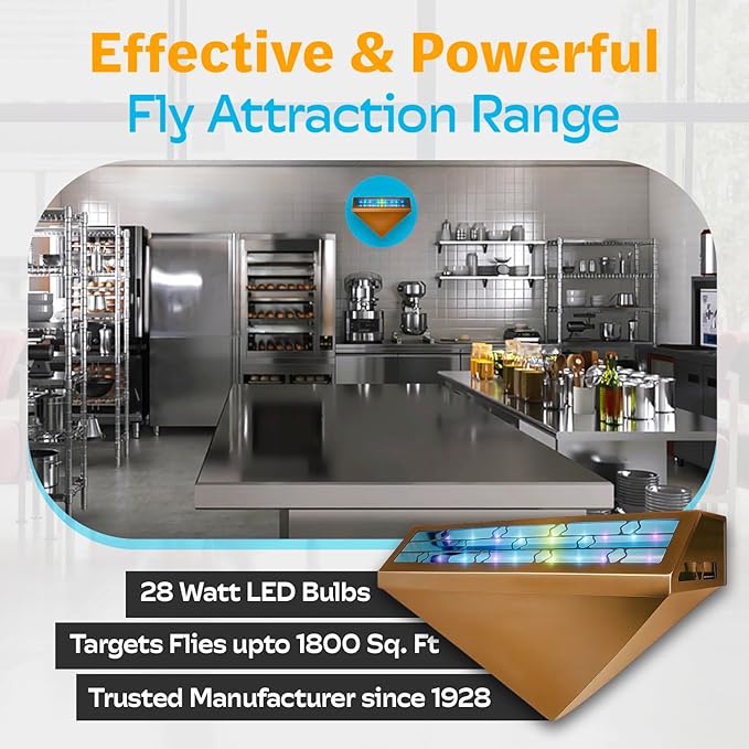 Gardner WS-95 Indoor Fly Trap with Proprietary LED, Decorative Wall Sconce Fly Light -40,000 Hour Rated Bulb, No Zap and Smell, Built to Last for Restaurants and Cafes, Made in USA for Commercial Use