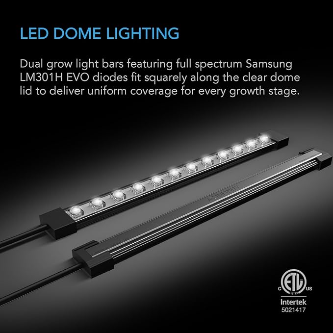 AC Infinity Heavy-Duty Large Humidity Dome 6x12 Germination Kit with Waterproof Seedling Mat, Full Spectrum LED Grow Light Bars, Samsung LM301H EVO Diodes, Vented Extension Panels, for Seed Starting