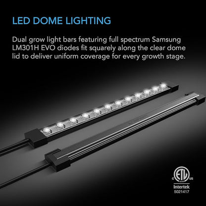 AC Infinity Heavy-Duty Large Humidity Dome 6x12 Germination Kit with Waterproof Seedling Mat, Full Spectrum LED Grow Light Bars, Samsung LM301H EVO Diodes, Vented Extension Panels, for Seed Starting