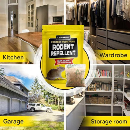 Rodent Repellent Pouches, Mice Repellent Indoor and Outdoor, Rat Repellent for House, Mouse Repellent, Outdoor Rat Deterrent, Extra-Strength 3 Months Protection, Naturally and Safely-12P
