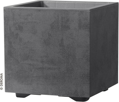 Deroma Millennium 19” Cube | Light & Durable Plastic | Indoor/Outdoor Square Pot for Patio | Water Reserve, Drain Plug Wheels | Trendy Planter for Plants, Flowers, Garden | Black