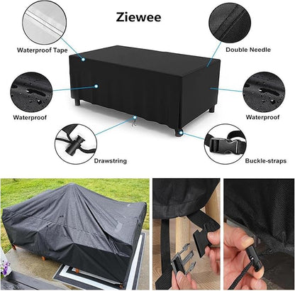 Patio Furniture Covers Outdoor Table Cover Waterproof Rectangular 420D Garden Dining Table Cover Wind Dust Proof Anti-UV Patio Sectional Couch Cover Table and Chair Set Covers 74"Lx47"Wx28"H Black