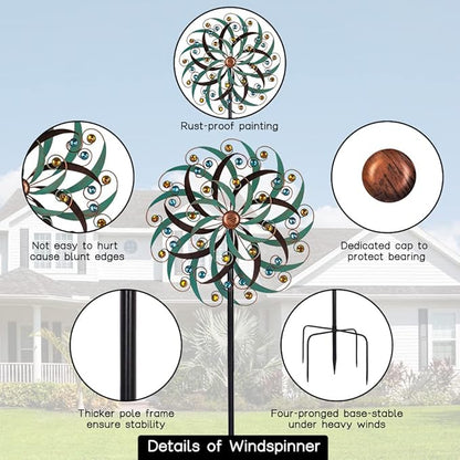 Stargarden Large Metal Wind Spinners for Outdoor, Metal Yard Art Wind Sculptures & Spinners for Yard and Garden Decorations (20x80 Inches)