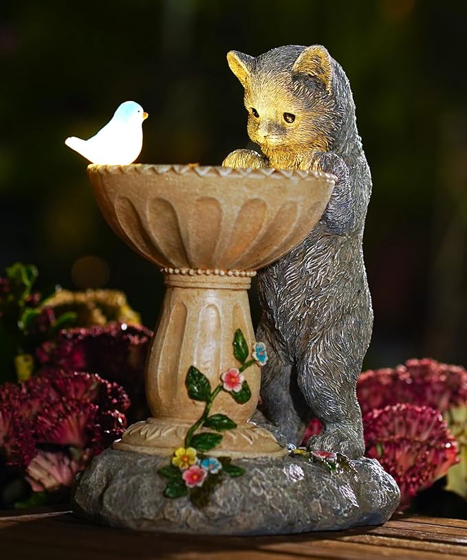 Nacome Solar Cat Garden Decor: Outdoor Statues Ornaments for Outside Decorations Yard Art Lawn Porch Patio Balcony - Christmas Birthday Gifts Choice for Mom Grandma Women Lover
