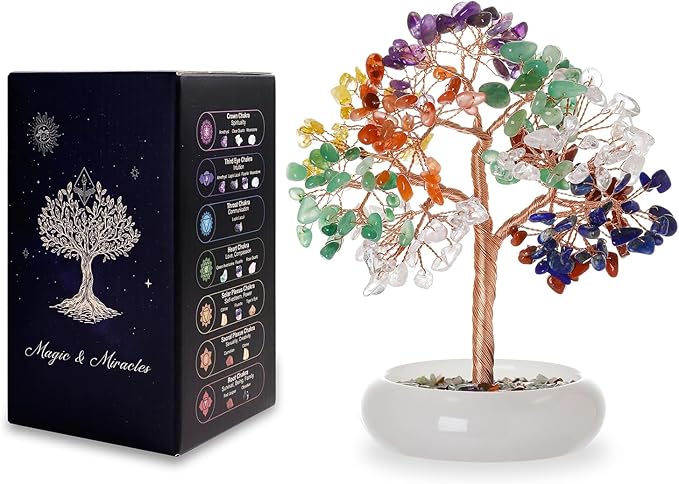 Seven Chakra Crystal Trees, Bonsai Tree, Money Tree, Healing Stones, Crystal Tree of Life, Desk Decor, Home Decor, Unique Birthday Gifts for Women Mom