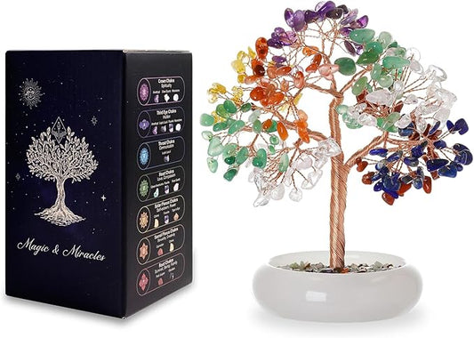 Seven Chakra Crystal Trees, Bonsai Tree, Money Tree, Healing Stones, Crystal Tree of Life, Desk Decor, Home Decor, Unique Birthday Gifts for Women Mom