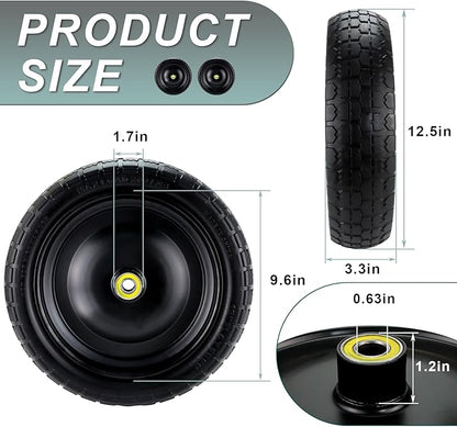 13"Garden Cart Tire Replacement for 13" Flat-Free Tire and Wheel with 5/8" Axle Borehole, 2.1" Offset Hub, 3.15" Wide Tires Used for Wheelbarrow Garden Cart and Trolleys, 4-Pack by Cenipar
