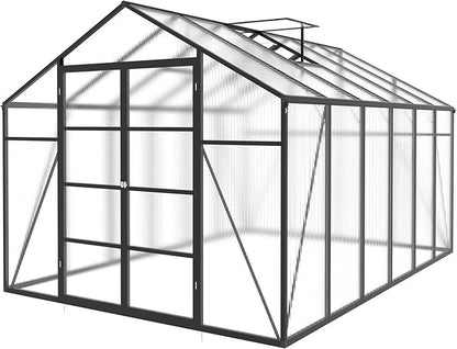 10 * 12 * 8.7FT Greenhouse for Outdoors,Polycarbonate Greenhouse with Stronger Wind Protection and Roof Vent,Walk-in Large Aluminum Sunroom Winter Proof,Black