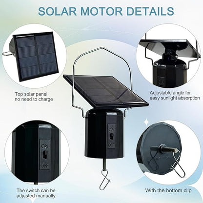 Goolyrusim Solar Powered Wind Spinners Motor, Rotating Solar Energy Operated Motor for Wind Spinner Chimes Sun Catchers, Hanging Display Garden Yard Patio Lawn Outdoor Decor Load Capacity of 4 lbs
