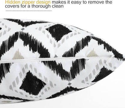idee-home Outdoor Pillows with Inserts Included, Patio Outside Lumbar Pillows Waterproof Set of 2, 12 x 20 inch