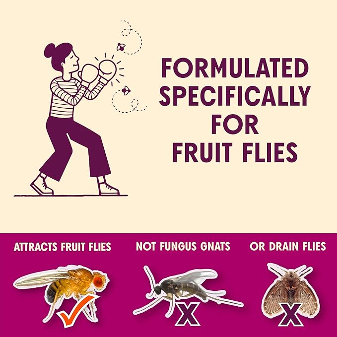 Aunt Fannie's FlyPunch Fruit Fly Trap Bundle for Indoor and Kitchen Use, Ready to Use, Made with Plant Based Ingredients, Safe Near Food, Long Lasting, 32 oz Refill and 6 oz Single