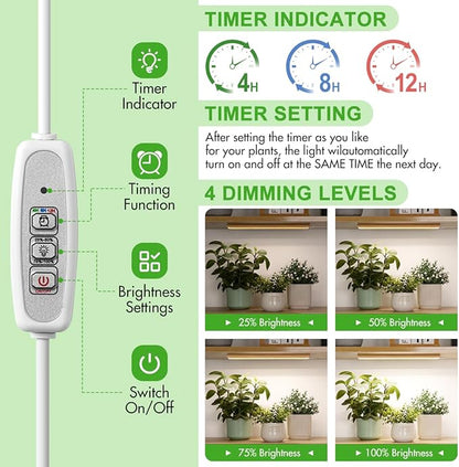 FOXGARDEN Grow Light Strip, Bamboo Full Spectrum Plant Grow Light for Indoor Plants, 96 LED Bright Grow Lamp with Auto On/Off Timer 4/8/12H, 4 Dimmable Brightness, 1 Strip with 1 Controller