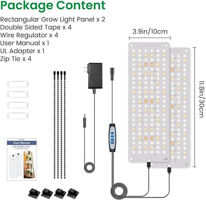 Grow Lights for Indoor Plants, 276 LED Full Spectrum Plant Light for Indoor Growing Seed Starting, 2 Pack Slim Grow Lamp with UL Adapter, 6/12/16H Timer, 3 Light Modes, 5 Dimmable