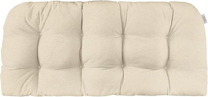RSH DECOR Sunbrella Tufted Wicker Loveseat Cushion | 41” x 19" | Water and Fade-Resistant Performance Fabric | Outdoor Settee Cushion for Patio Furniture | Made in USA (Cast Pumice Linen)