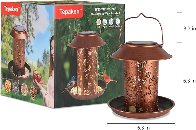 Bird Feeders for Outdoors Hummingbird Solar Lanterns Outdoor Waterproof Hanging Garden Decor Birthdays for Women Mom Metal Solar Decoration Outside for Yard, Patio, Lawn