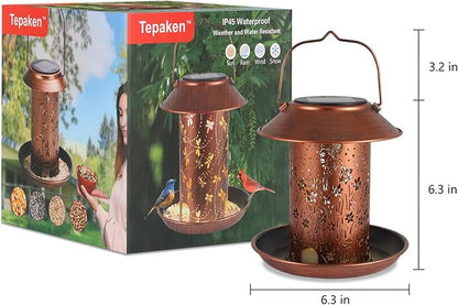 Bird Feeders for Outdoors Hummingbird Solar Lanterns Outdoor Waterproof Hanging Garden Decor Birthdays for Women Mom Metal Solar Decoration Outside for Yard, Patio, Lawn