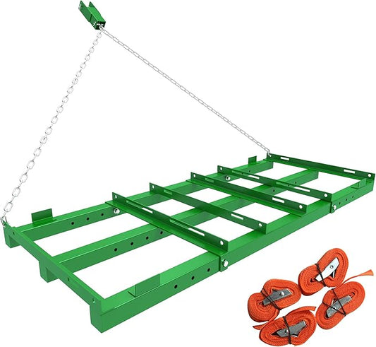 4ft Heavy Duty Drag Harrow for ATV, UTV, Tractor - Adjustable Tow Behind Leveling Rake with Weight Tray for Driveway Grader, Lawn, Field, Pasture, Food Plot Maintenance, Green(48 inch)
