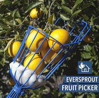 EVERSPROUT 4.5-to-12ft Durable Fruit Picker with 20+ Foot Reach – Telescoping Fruit Picker Pole, Lightweight Twist-On Fruit Picking Tool with Basket, Aluminium Extension Pole for Tree Fruit Harvesting