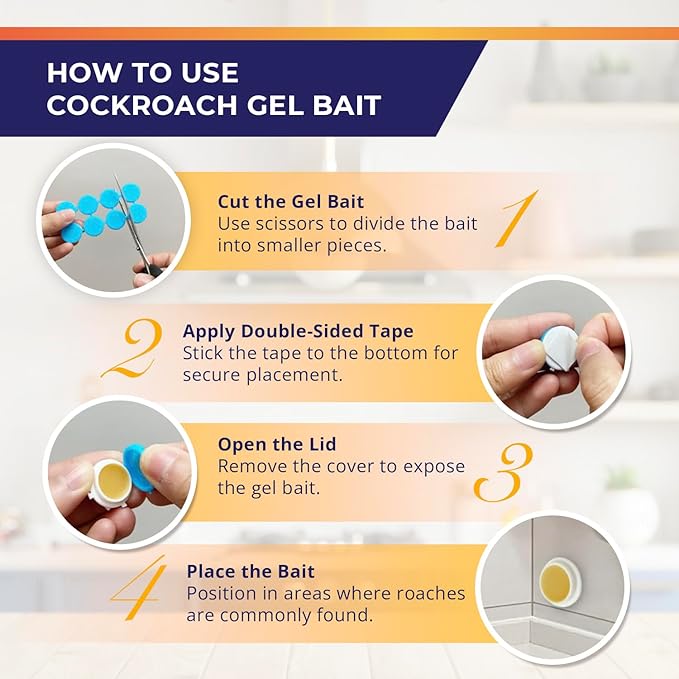 Roach Gel Bait Traps Indoor and Outdoor: Cockroach Killer Repellents for German Cockroaches, Small Roaches – Cockroach Deterrent for Homes and Kitchens – Pet Safe Roach Control 16 PCS