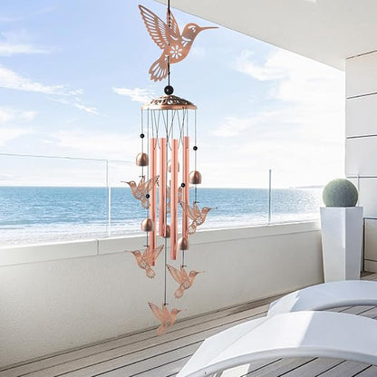 Brass Hummingbird Wind Chimes, Copper Wind-Chimes, Garden Decor, Gifts for Women, Gifts for Mom, Windchimes Outdoor, Memorial WindChimes, Wind Bell