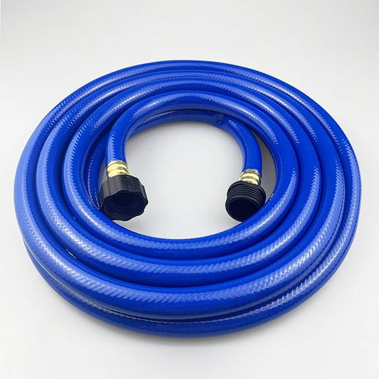 PVC Garden Hose 1/2 Inch, Flexible Water Hose with Male and Female Fittings, No Leaking, Heavy Duty, for Household, Outdoors, Lawns, Patio (15 FT, Blue, Plastic Fittings)
