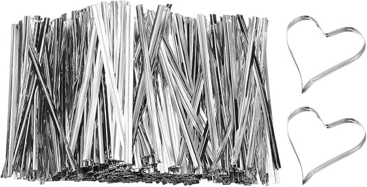 PATIKIL Bag Twist Ties 3 Inch, 800 Pcs Metallic Bread Ties for Treat Plastic Bags Gift Wrapping Candy Coffee Bag Plant Party Cake Favor, Silver