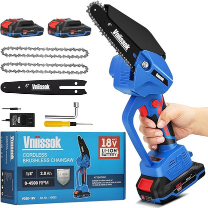 Chainsaw 6 Inch Mini Electric Chain Saw Cordless Battery Powered,Hand Held Saw Pruning Shears Chain for Tree Branches,Courtyard,Household and Garden Gifts for Men Dad Husband Women