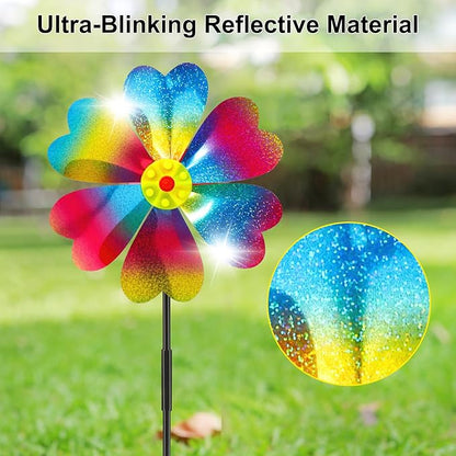 4PCS Wind Spinners for Yard and Garden, Sparkly Lawn Yard Decorations Pinwheels Colorful Whirligigs Windmill for Christmas Outdoor Decor (Sparkly)