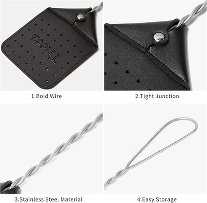 3 Pack Sturdy Leather Fly Swatter - Heavy Duty Flyswatter with Durable Metal Handle, 17.5” Rustic Bug Swatter for Flies, Bees, and More