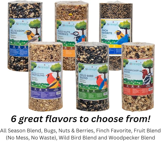 JCs Wildlife No Mess, No Waste Fruit Blend Premium Bird Seed Small Cylinder with Hole, 2 lb (1 Cylinder)