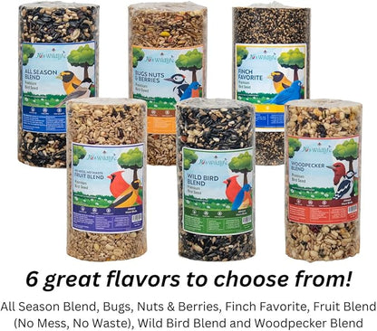 JCs Wildlife All Season Blend Premium Bird Seed Small Cylinder with Hole, 1.75 lb (4 Cylinder)