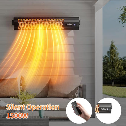 Outdoor Heater for Patio, 1500W Wall-Mounted Heater, Patio Heaters for Outdoor Use, Waterproof, Carbon Fiber Tube, for Backyard Gazebo Garage Black
