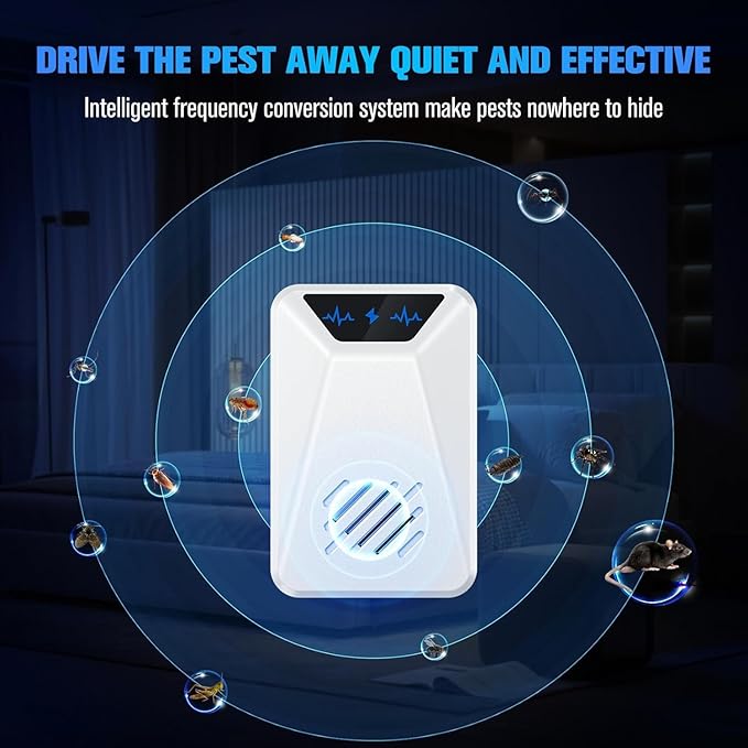 6 Packs Ultrasonic Pest Control Repeller, Electronic Pest Repellent Plug in Indoor for Insect Roaches Spider Ant Bug Mosquito Rat Mouse Repellent for House Home Kitchen Garage