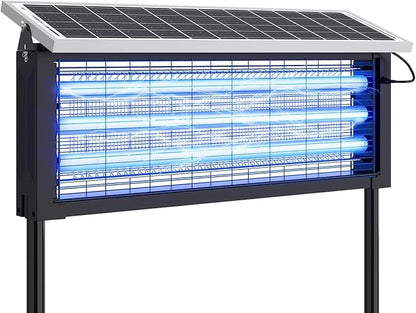 Solar Bug Zapper Outdoor, 30W Large Mosquito Zapper, Electric Mosquito Killer Outdoor, Waterproof & Portable Fly Killer, Rechargeable Flying Insect Trap for Patio, Yard, Garden, Home, Camping, Black