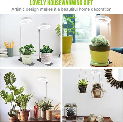 Grow Lights for Indoor Plants, Full Spectrum Halo Growing lamp with Detachable Base, Height Adjustable, 3 Colors, 10 Dimming, Automatic Timer, Plant Light for Succulents Small Plants