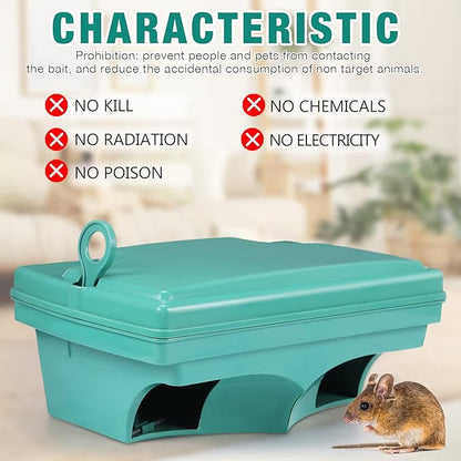 Qualirey 6 Pack Rat Bait Stations with 6 Keys Reusable Heavy Duty for Rodents Outdoor Mouse Poison Holder Large Station Traps for Mice Pests, Bait Not Included(Green)