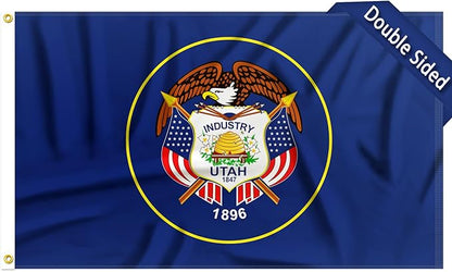 FLAGWIN Utah Flag 3x5 FT - 3 Ply Double Sided Polyester Flag with Brass Grommets - Vivid Color and Fade Proof State of Utah Flags 3x5 Outdoor