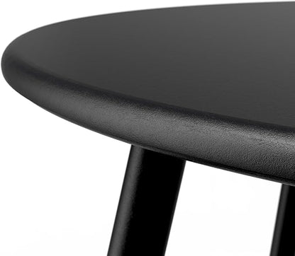 Patio Side Table Waterproof Round Metal Steel Weather Resistant Portable Outdoor and Indoor End Table for Garden Balcony Yard, Black