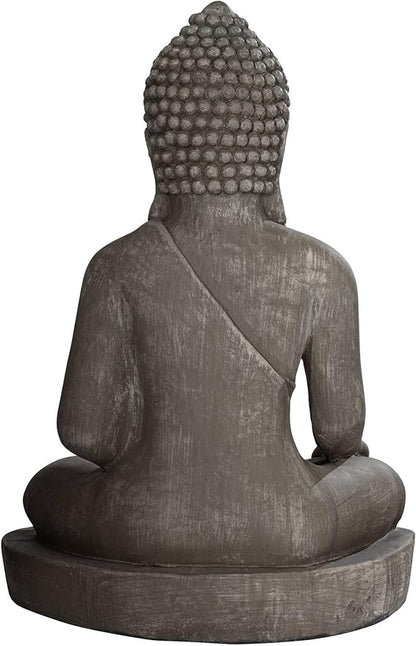 John Timberland Sitting Buddha Statue Sculpture Zen Asian Japanese Garden Decor Outdoor Front Porch Patio Yard Outside Home Balcony House Exterior Weathered Light Sandstone Finish 29 1/2" Tall